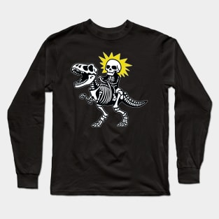 Skeleton Riding Dinosaur Skeleton Long Sleeve T-Shirt